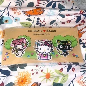 New Hello Kitty Loot Crate Embroidered Pin Set Of 3